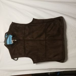 Womans Caribbean Joe Brown Suede Like Vest with fleece liner. Size XL.